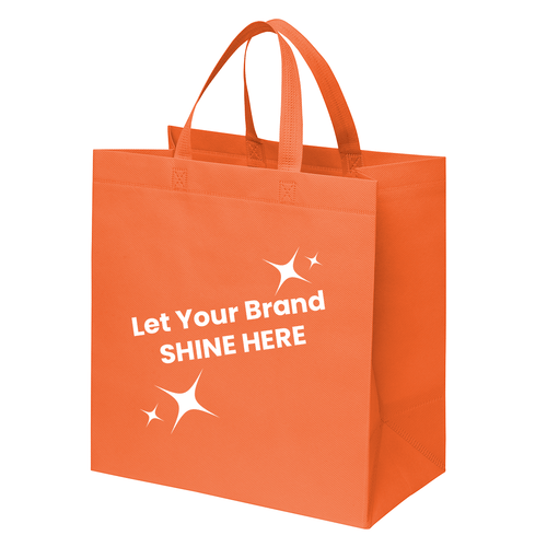 Branded Orange Reusable Bags Made in USA - 13" x 7" x 13" - 100 Bags/Case