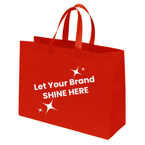 Branded Red Reusable Bags Made in USA - 16" x 7" x 12" - 100 Bags/Case