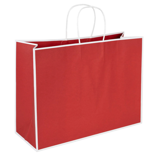 100 Bags - Red San Fran Paper Shopping Bags 16" x 12" x 6"