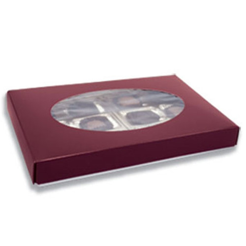 1 lb. Box Covers-1 Layer-Burgundy with Oval Window