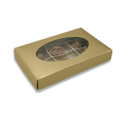 1/2 lb. Box Covers-1 Layer-Oval Window Gold