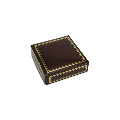 Chocolate Box Covers-3 oz.-1 Layer-Brown with Gold Trim