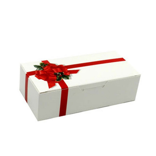 1 lb. Ribbon N' Holly Rectangle-Fudge Boxes