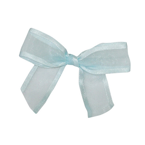 Pre-Tied Sheer Satin Twist Tie Bows - Light Blue