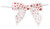 Hearts Pre-Tied Satin Twist Tie Bows - White with Red Hearts - 100 Bows/Pack