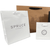 100 Bags - Custom Branded White Eco Euro Paper Bags with Twill Handles 5 x 4 x 6