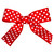 7/8" White Dots on Red Grosgrain Ribbon - Pre-Tied Twist Tie Bows - 100 Bows/Pack