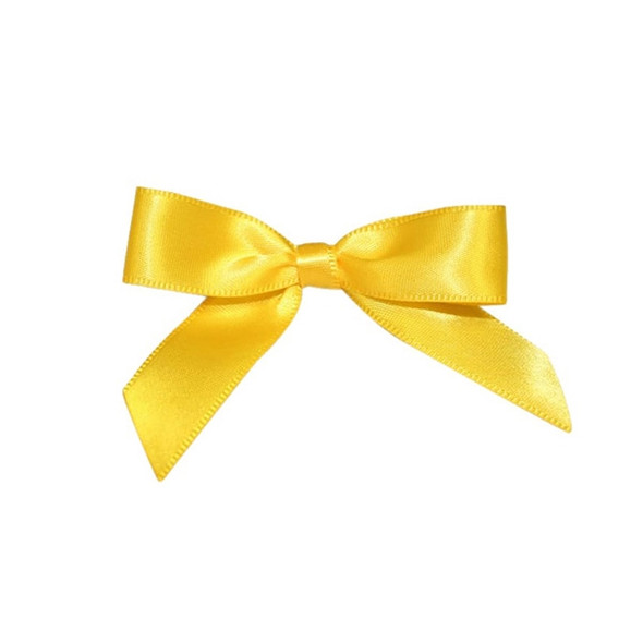 Pre-Tied Satin Twist Tie Bows - Yellow