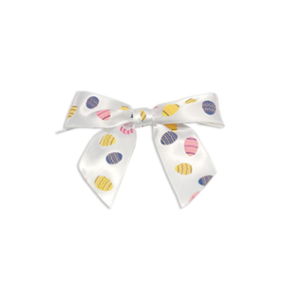 Pre-Tied Satin Twist Tie Bows - Easter Eggs