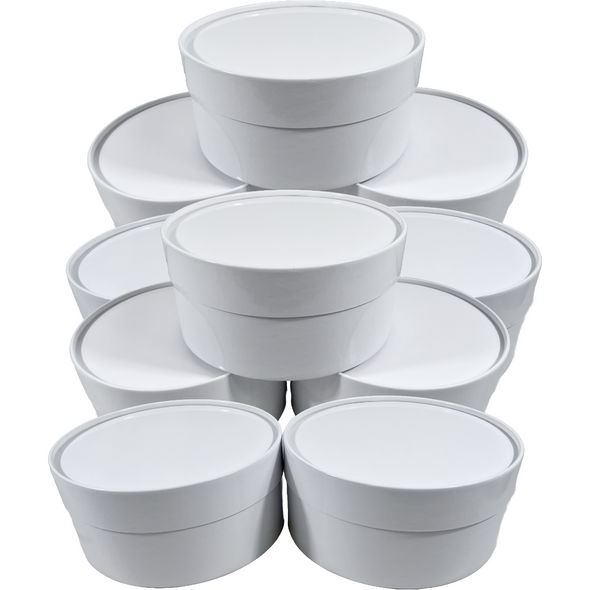 10 Boxes - Round Flower Gift Boxes - 9" Diameter White