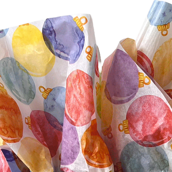 MADE IN USA - 240 Sheets - Glass Ornaments Patterned Tissue Paper - 20" x 30" Sheets