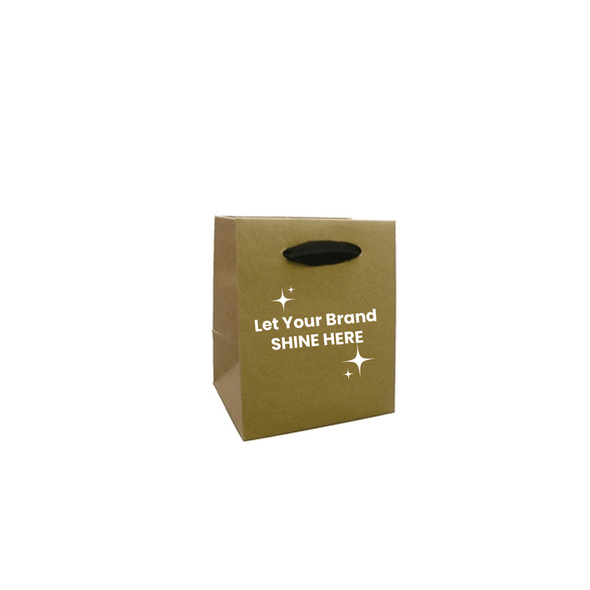 100 Bags -Custom Printed Kraft Eco Euro Paper Bags with Twill Handles 5 x 4 x 6