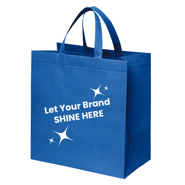 MADE IN USA - 100 Bags - Branded Royal Blue Reusable Bags - 13" x 7" x 13"