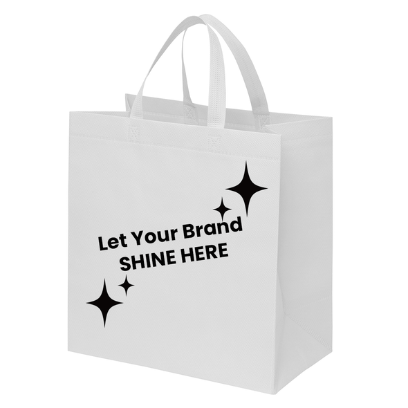 MADE IN USA - 100 Bags - Branded White Reusable Bags - 13" x 7" x 13"