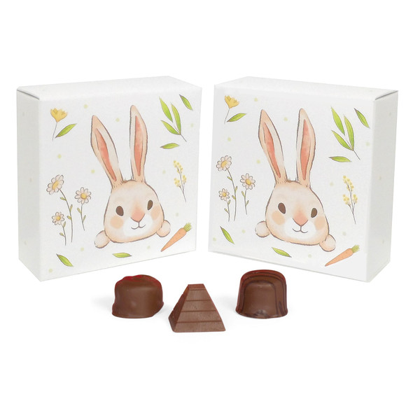 MADE IN USA - 50 Covers - 3 oz. Candy Box Covers - Bunny 3-11/16" x 3-11/16" x 1-1/8"