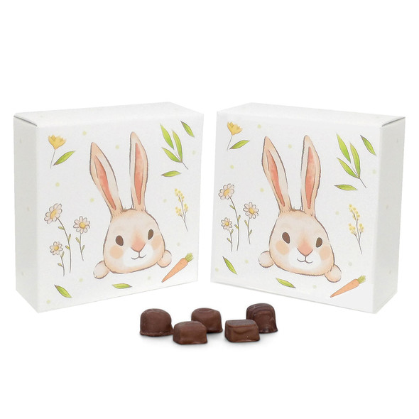 MADE IN USA -  50 Boxes - 8 oz. Candy Box Covers - Bunny - 5-3/4" x 5-3/4" x 1-1/8"