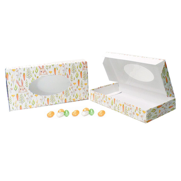 MADE IN USA - 50 Boxes - 1/2 lb. Bunny & Carrots Candy Boxes - Oval Window