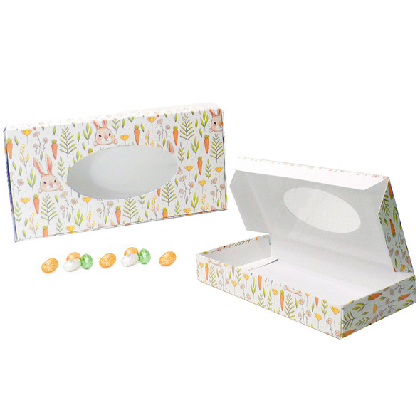 MADE IN USA - 50 Boxes - 1 lb. Candy & Fudge Boxes - Bunnies & Carrots with Window
