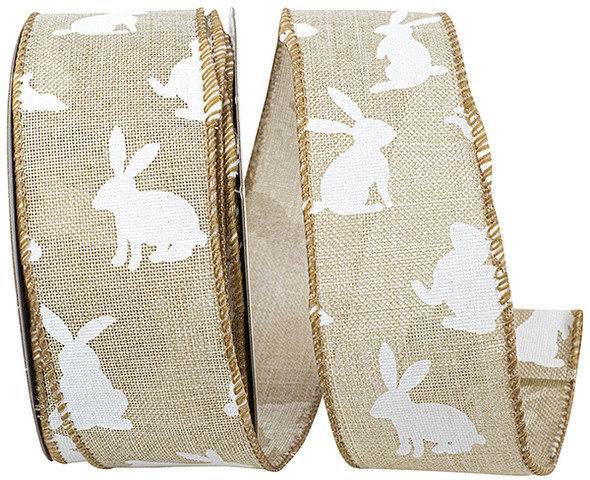 10 Yards - 1.5" Bunny Hop Linen Wired Ribbon 10 Yards - 1.5" Bunny Hop Linen Wired Ribbon
