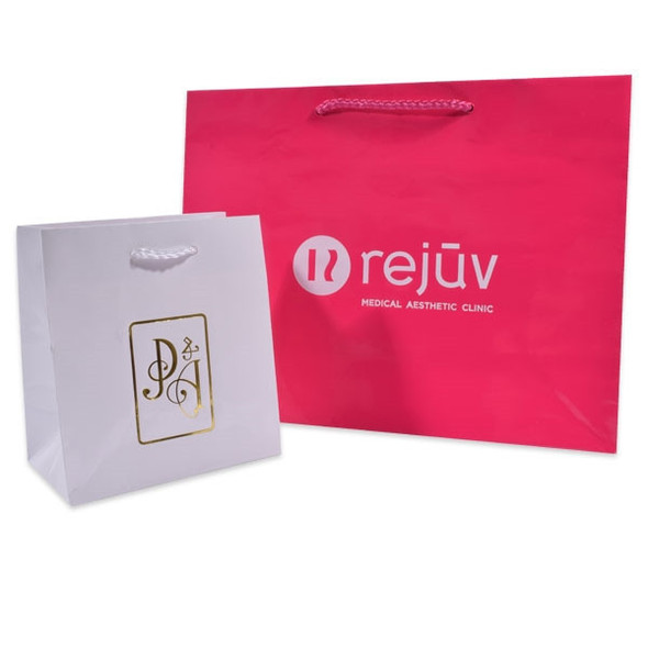 100 Bags - Custom Printed Ivory Matte Laminated Euro Paper Bags - 16" x 6" x 12"
