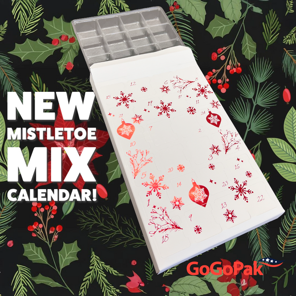 MADE IN USA - 100 Custom Printed Sets (Boxes & Trays) - Fillable (Empty) Advent Calendar Boxes - Burgundy Metallic Mistletoe MADE IN USA - 100 Custom Printed Sets (Boxes & Trays) - Fillable (Empty) Advent Calendar Boxes - Burgundy Metallic Mistletoe