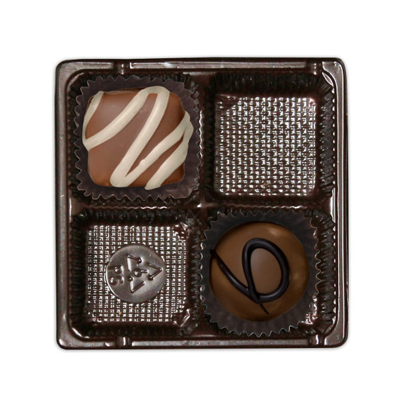 CLEARANCE - MADE IN USA - 50 Trays  - 3 oz. Candy Tray Insert 4 Cavities 3-7/16" x 3-7/16" x 15/16"