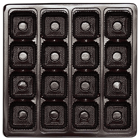 CLEARANCE -  MADE IN USA - 50 Trays - 16 oz. Plastic Candy Trays - 16 Cavities - Brown - 7-7/16" x 7-7/16" x 15/16"