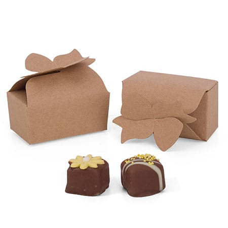 CLEARANCE - MADE IN USA - 50 Boxes - Small Kraft Favor Bow Boxes