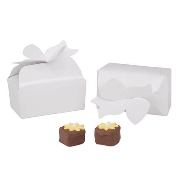 CLEARANCE-MADE IN USA - 50 Boxes - Small White Bow Favor Boxes