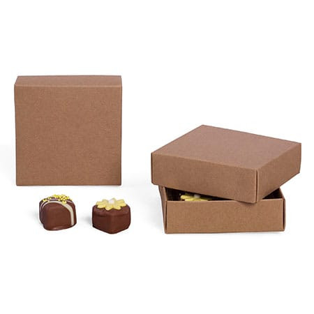 CLEARANCE-MADE IN USA - 50 Covers - 3 oz. Candy Box Covers - Kraft 3-11/16" x 3-11/16" x 1-1/8"