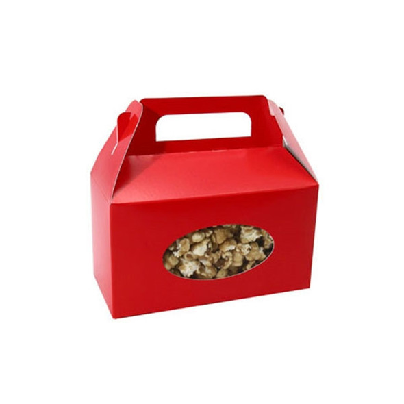 Red tote gable boxes with windows