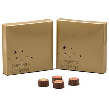 CLEARANCE - MADE IN USA -  50 Boxes - 8 oz. Candy Box Covers - Gold - 5-3/4" x 5-3/4" x 1-1/8"