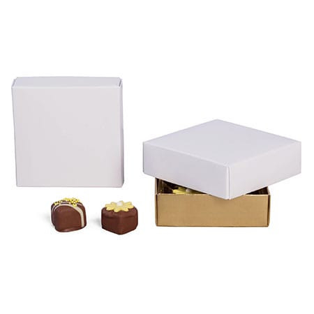 CLEARANCE - MADE IN USA - 50 Covers - 3 oz. Candy Box Covers - White 3-11/16" x 3-11/16" x 1-1/8"