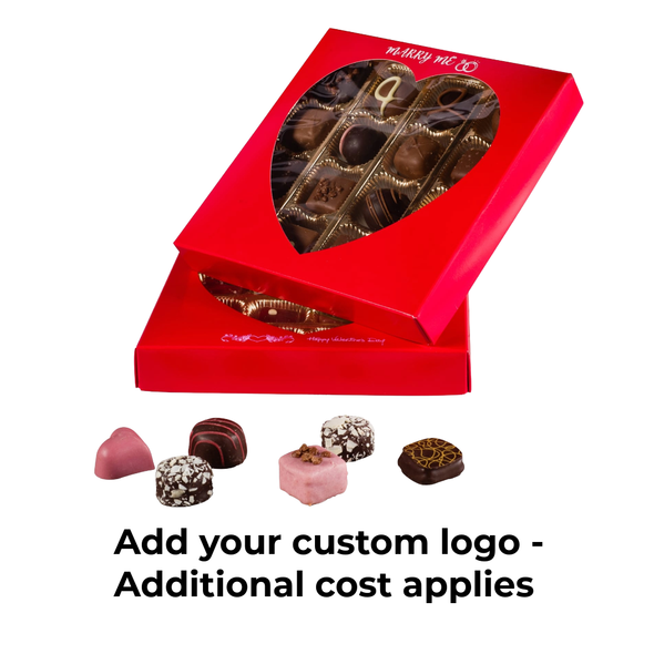 CLEARANCE -MADE IN USA - 50 Covers - 16 oz. Candy Box Covers - Red with Heart Window - 7-3/4" x 7-3/4" x 1-1/8"