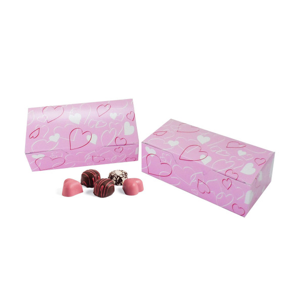CLEARANCE-MADE IN USA - 50 Boxes - 1 lb. Candy & Fudge Boxes - Entangled Hearts