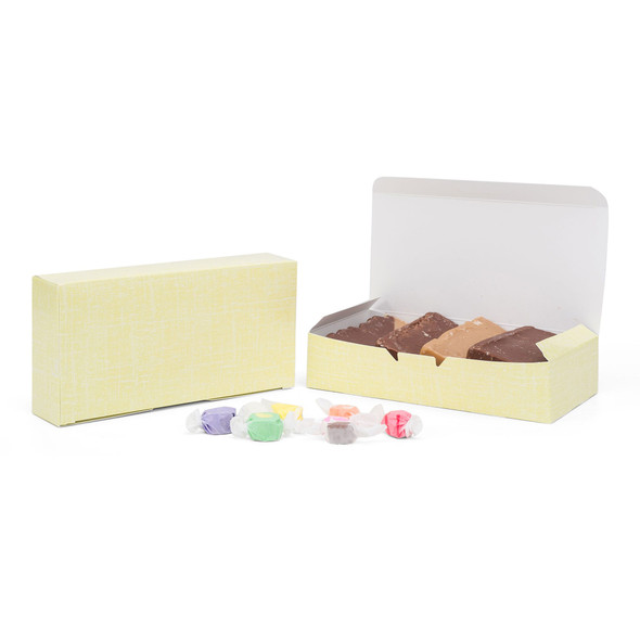 MADE IN USA - 50 Boxes - 2 lb. Candy & Fudge Boxes - Yellow Linen