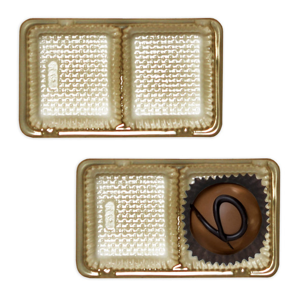 MADE IN USA - 50 Trays - 2 oz. Ballotin Plastic Candy Tray Gold - 2 Cavities 2-15/16" 1-3/4" x 7/8"