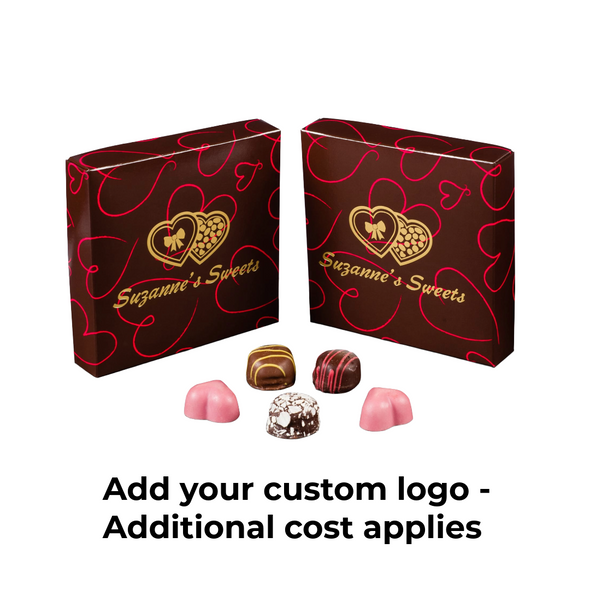 MADE IN USA -  50 Boxes - 8 oz. Candy Box Covers - Valentine Hearts - 5-3/4" x 5-3/4" x 1-1/8"