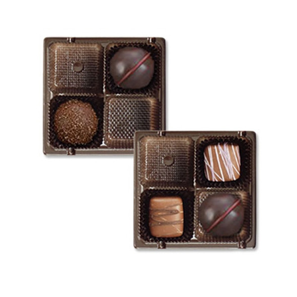 3 oz. Square Plastic Tray Brown-Fits 4 Cavities