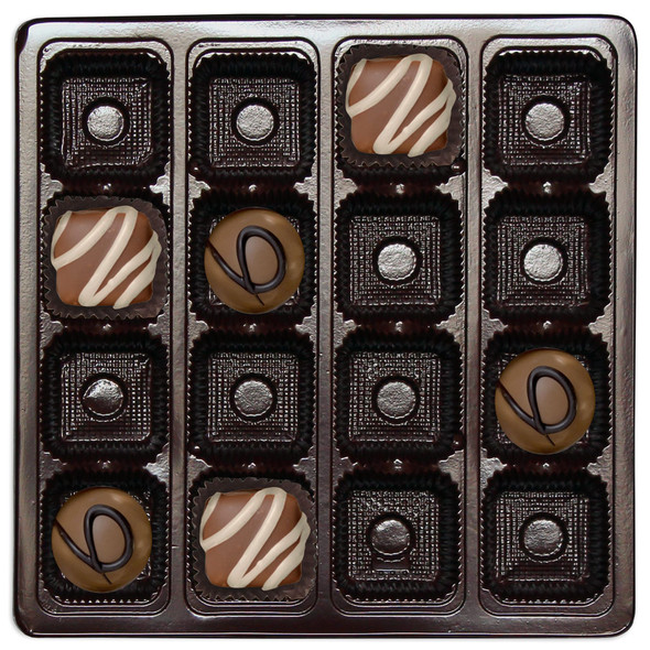 MADE IN USA - 500 Trays - 16 oz. Plastic Candy Trays - 16 Cavities - Brown - 7-7/16" x 7-7/16" x 15/16"
