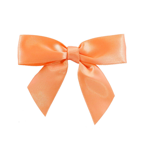 Pre-Tied Satin Twist Tie Bows - Peach