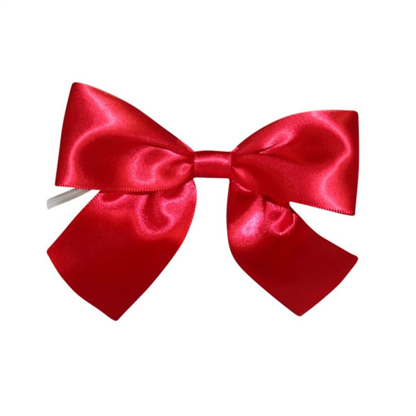 Pre-Tied Satin Twist Tie Bows - Scarlet 1-1/2"