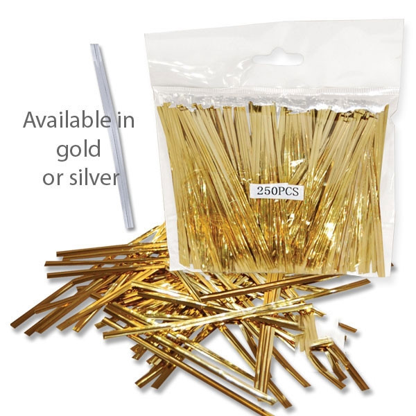 Gold or Silver Foil Twist Ties