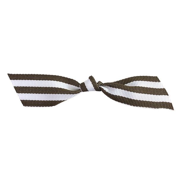 Pre-Tied Grosgrain Stripe Flair Twist Tie Bows -
Brown/White