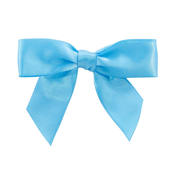 Pre-Tied Satin Twist Tie Bows - Turquoise