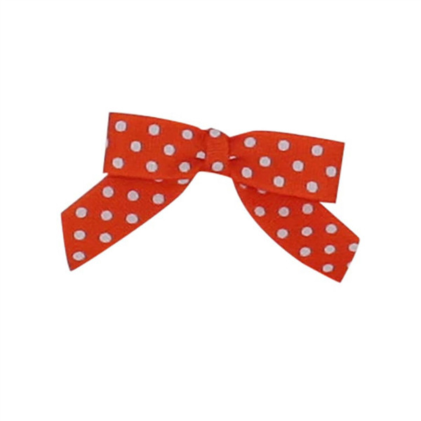 Pre-Tied Grosgrain Twist Tie Bows - Orange with White Dots