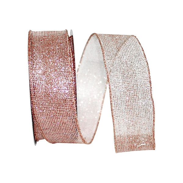 Rose Gold Micro Mesh Holiday Wired Ribbon
