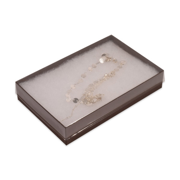 Clear Top with Brown Bases Jewelry Boxes 5-7/16" x 3-1/2" x 1"