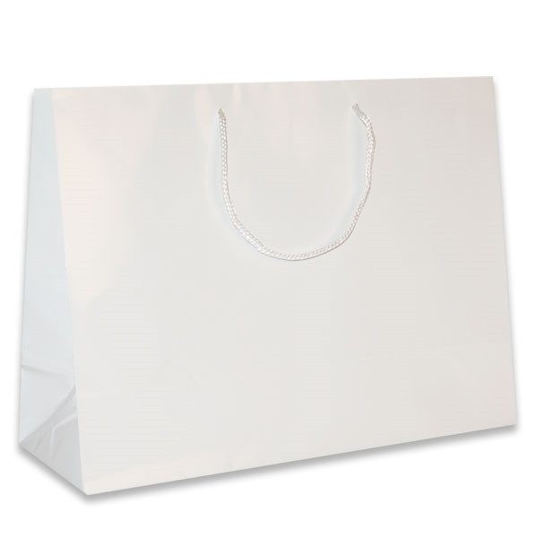 White Medium Eurotote Bags-Gloss Laminated