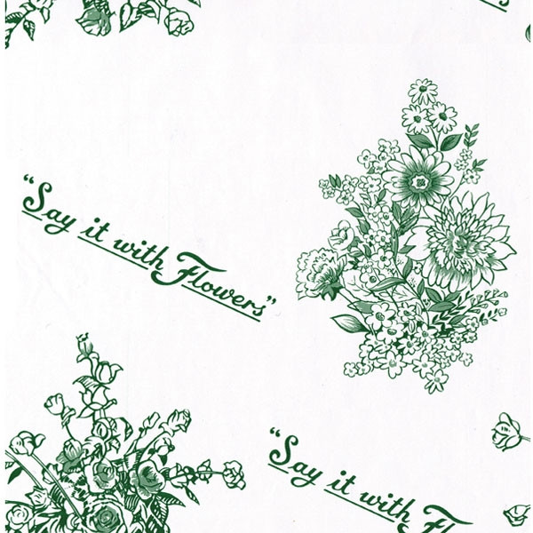 Wholesale Floral Counter Rolls - Say it with Flowers Green Pattern